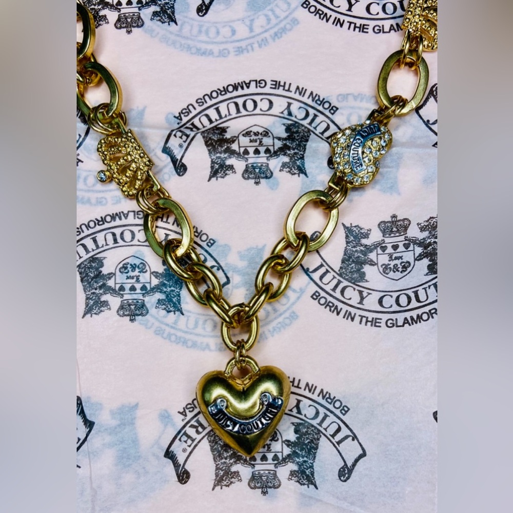 Juicy Couture Y2K vintage Gold Heart Charm Necklace - Picture 9 of 11